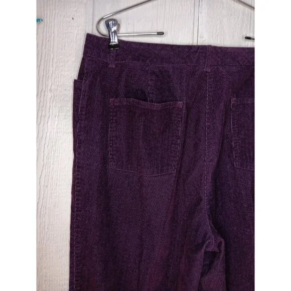 Villager Sport Liz Claiborne Women's 12 Plum Purple Chevron Corduroy Stretch - Picture 2 of 7